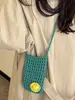 Shuai Mi Jia 2026 Nova Bolsa Trançada Fofa Bolsa Transversal para Celular Bolsa Pequena de Tricô Vazado Bolsa de Praia