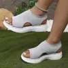 Moda Verão Casual Calçados de Praia para Mulheres, Sandálias Trançadas Slip-On, Sapatos Romanos Planos Vazados de Ponta Aberta, Calçados Femininos Cross-Border