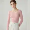 2026 Novo Suéter 100% Caxemira Feminino Gola V Outono e Inverno Pulôver Tricô Macio Pegajoso Slim Fit Mostra Fino Camada de Base