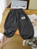 Pantalones Joggers Nuevos para Niños Primavera y Otoño Estilo Coreano Sueltos Cuadros Pantalones Casuales Ropa Exterior Pantalones Largos para Niños Pequeños y Niños Pequeños