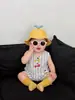 Macacão Bebê Listrado com Bordado de Osso de Cachorro Verão Bolso Duplo Macacão Curto de Verão para Meninos