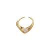 Anillo exquisito retro de moda europea y americana chapado en oro nicho versátil perla natural lámina de oro adornado pulsera anillo abierto