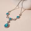 Colar com pingente de gota d'água de diamante, estilo vintage, leve e luxuoso, estilo francês, elegante, de nicho, combinando com todos os estilos, para mulheres