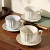 Juego de Taza de Café y Platillo de Cerámica Estilo Europeo Personalizado, Juego de Regalo de Taza de Agua de Cerámica con Gradiente Cocido en Horno de Alto Valor Creativo para Comercio Transfronterizo