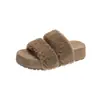 Pantuflas peludas estilo Birkenstock para mujer, nueva colección otoño/invierno 2026, con diseño de doble tira, suelas gruesas, ajuste cómodo, estilo versátil y adecuadas tanto para interiores como para exteriores