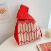 Bolsa de Tricô Amazon Ebay Estilo Coreano Bolsa de Fio Bolsa de Ombro Simples Bolsa de Colete Floral Fábrica Bolsa Saco Casual