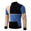 Inverno 2025 Novo Suéter Pulôver Gola Alta Masculino Color-Block Tricot Moda Jovem Estilo Coreano Top Casual