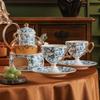 Exquisita Taza de Café de Porcelana Ósea Cerámica de Alta Gama Estilo Europeo Tipo Cáliz, Juego de Taza y Platillo de Alto Valor con una Apariencia Lujosa y Hermosa
