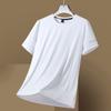 Camiseta de Manga Corta de Seda de Hielo de Alta Calidad para Hombre, Estilo Delgado de Verano, Elástica, Talla Grande, Secado Rápido, Top de Manga Media con Cuello Redondo Oversize