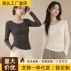 Camiseta básica de cachemira con cuello Henley para mujer, corte ajustado, hombro normal, manga larga, ligera, retiene el calor, adelgazante, top de punto elástico