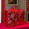 Saco de armazenamento de colcha de casamento, colcha de dote para casa, bolsa de casamento, conjunto de quatro peças, bolsa de embalagem vermelha, tecido Oxford