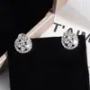 Pendientes Redondos de Lujo Ligero Exquisitos Brillantes Elegantes de Gama Alta con Circonita Plateada y Diamantes Completos Pinzas para Orejas Tipo Bobina de Mosquitos Versátiles y Elegantes