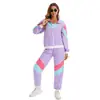 Atacado feminino transfronteiriço de artigos esportivos vintage, conjuntos casuais hip-hop color-blocking, fantasias de performance para festas de Halloween