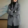 Otoño/Invierno 2026 Nueva Moda Coreana Temperamento Solapa de Traje Espiga Abrigo de Lana Abrigo de Lana de Longitud Media Mujer