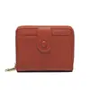 Cartera de Monedas Nueva con Cremallera Transfronteriza Billetera Corta Moda para Mujer Color Puro Patrón de Lichi Ranura para Múltiples Tarjetas