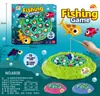 Tablero de pesca magnético giratorio eléctrico para niños de comercio exterior, juguete de pesca musical multifuncional para educación temprana para niños y niñas, venta al por mayor