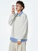 Sudadera Polo Manga Larga de Cuello de Camisa Empalmado Falso de Dos Piezas para Niños Solapa Casual Holgada Moderna Otoño 2025 Nuevo Estilo
