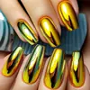 Adesivos de Manicure Longos Super Brilhantes Dourados Classy Eletroplatados Removíveis Caixa com 24 Peças Adesivos de Unha Mais Vendidos na Moda
