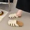 Medias Pantuflas Cerradas de Nicho Estilo Francés para Mujer, Nuevo Modelo Verano 2026, Sandalias Tejidas Slip-On de Suela Suave Estilo Birkenstock