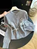 Cárdigan de punto suave, bordado floral dulce estilo coreano para mujer, otoño e invierno, holgado, casual, suave, versátil