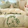 Estilo Ins Toalha de Algodão Puro Bordada Roupa de Cama Conjunto de Quatro Peças 100% Algodão Roupa de Cama Infantil Capa de Edredom Lençóis Conjunto de Três Peças com Elástico