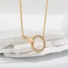 Anel de Palma Shijia e Colar de Mão de Criança Banhado a Ouro Rosa Moda Versátil Colar de Mãos Segurando Corrente da Clavícula