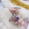 Anillo de diamantes con diseño de nicho de apertura para mujer con circonita morada y lazo de Super Hada, Tiktok, Little Red Book, gran oferta al por mayor