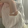 Nuevo brazalete de amor de doble anillo estilo japonés y coreano para mujer, simple, combina con todo, corazón con eslabones en anillo, joyería para estudiantes, venta al por mayor