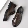 Zapatos de Piel Genuina para Hombre, Nuevo Estilo Popular, Vestimenta Formal de Negocios, Estilo con Cordones para Hombre, Casual y Versátil, Zapatos de Boda para Novio
