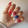 Arte de Unhas para o Dia da Independência Moda Clássica Listras da Bandeira Nacional Desenho de Estrelas Unhas Postiças Atacado Peças de Unhas para o Dia da Independência