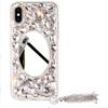 Capa de Celular iPhone 17/16 Pro para Mulheres, Silicone de Cobertura Total Apple 14, Espelho Cravejado de 15 Diamantes, Borla Transparente, Adequada para 12