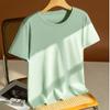 Camiseta de Manga Corta de Algodón de Seda Blanca de Gama Alta para Mujer, Nuevo Estilo Verano 2026, Cuello Redondo, Corte Holgado, Top de Algodón Puro