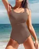 Traje de baño de una pieza de nuevo estilo para mujer, sexy, ajustado, color liso, simple, exportación europea y americana, sin espalda, traje de baño casual para aguas termales
