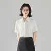 Camisa Branca Profissional para Mulheres, Adequada para o Trabalho Diário e Entrevistas, Blusa de Manga Curta Anti-Exposição, Roupa Formal de Trabalho, Camisa Feminina Slim Fit