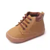 Novos Sapatos Casuais de Cano Alto com Cadarço Marrom e Solado de Borracha Antiderrapante para Crianças BLS3031