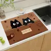 Tierra de Diatomeas Dibujos Animados Tapete Drenante para Encimera de Cocina Simple Hogar Vajilla Tazón y Plato Tapete Absorbente Barra de Cocina Tapete de Goma