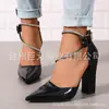 Nuevos zapatos de tacón alto para mujer Juyuan de estilo europeo y americano, disponibles en stock, de punta fina, modernos, versátiles, de comercio exterior, talla grande, con hebilla