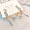 Aretes Largos Colgantes de Gota de Agua con Zircón Clip para Hueso de Oreja Súper Inmortal Temperamento de Oreja de Elfo Mori Combinable Clip para Oreja Aretes Únicos con Borla