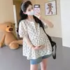 Camisa de Maternidad 2026 Verano Algodón y Lino Estampado de Puntos Holgada Oversize Camisa Estilo Babydoll