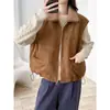 Chaleco Casual de Solapa Imitación Lana de Cordero Retro para Mujer 2026 Otoño Invierno Nuevo Sin Mangas Cálido Acolchado Chaleco Corto