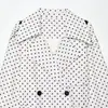 Ropa de Mujer Transfronteriza 2026 Moda Europea y Americana Holgada Doble Botonadura Cinturón Solapa Lunares Gabardina para Mujer K41861