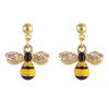 Brincos Mini Abelha Novos Japoneses e Coreanos Versáteis Cravejados com Diamantes Brincos de Inseto Coloridos Brincos Populares Transfronteiriços