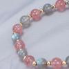 Pulsera Badu de Cristal de Fresa y Piedra Lunar Gris para Mujer, Cristal de Transferencia, Diseño Nicho Ins, Pulsera de Estilo Casual Frío