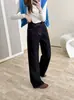 Calça Jeans Reta Receita Secreta~Avançada Ouro Negro Tecido Elástico em Quatro Direções Perna Estreita Perna Larga Cintura Alta Emagrecimento Outono Inverno Jeans Reta Feminino