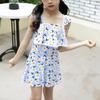 Traje de baño para niños falda de una pieza para niña de bocina plana estilo extranjero princesa floreado para niños aguas termales playa mayoreo