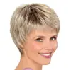 Peluca Gradiente Dorado Peluca para Personas de Mediana Edad y Mayores Cabello Corto Rizado para Mujer Cubierta para el Cabello Gris Dorado Gradiente Cabello Corto Liso Europeo y Americano Transfronterizo