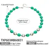 Collar de acero inoxidable con cuentas ovaladas multicolor transfronterizo europeo y americano, pulsera de cadena para clavícula de mujer de nicho de lujo ligero