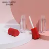 Tubo Personalizado de Fábrica de 4 ml con Tapa Roja Transparente en Forma de Corazón para Brillo de Labios Cabezal de Pincel Pequeño Tubo Corto Brillo de Labios Tubo Vacío para Brillo de Labios