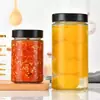 Pote de Vidro Redondo para Mel com Tampa Alta, Pote Reto para Picles, Pote para Molho de Pimenta com Tampa, Pote Hermético para Armazenamento, Pote de Vidro de Grau Alimentício