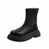 Botines Cortos para Mujer 2025 Primavera y Otoño Nuevo Moderno Versátil Cierre Trasero Plataforma Suela Gruesa Antideslizantes Botas Ajustadas Moda